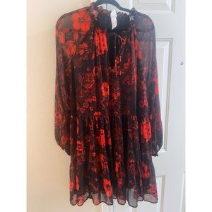 Red and Black Floral Dress 🖤🌹